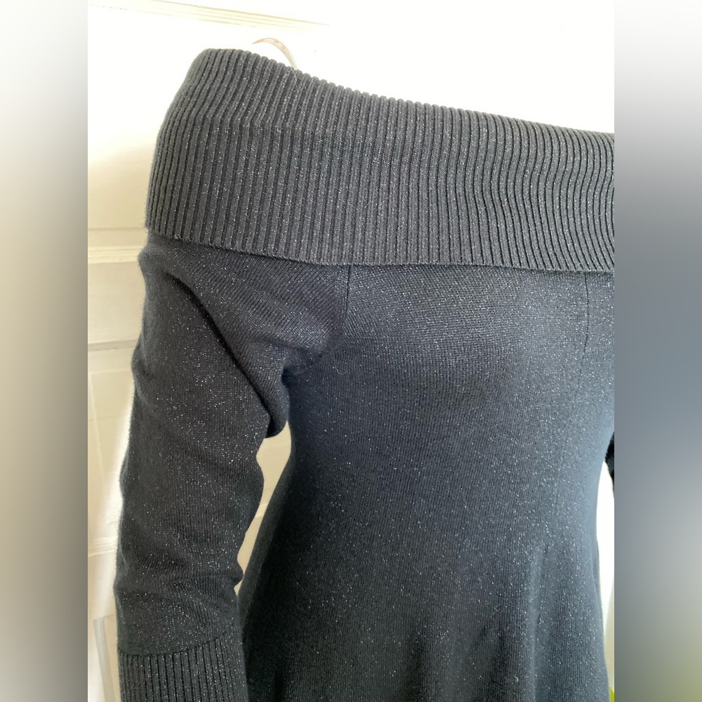 TORRID BLACK SHIMMER OFF THE SHOULDER SWEATER DRESS NEW WITH TAGS size 1 - Picture 7 of 8